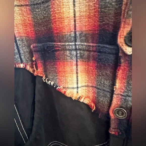 Greg Lauren - Birdwell Panelled Distressed Checked Cotton-Flannel & Nylon Shirt - Picture 10 of 15